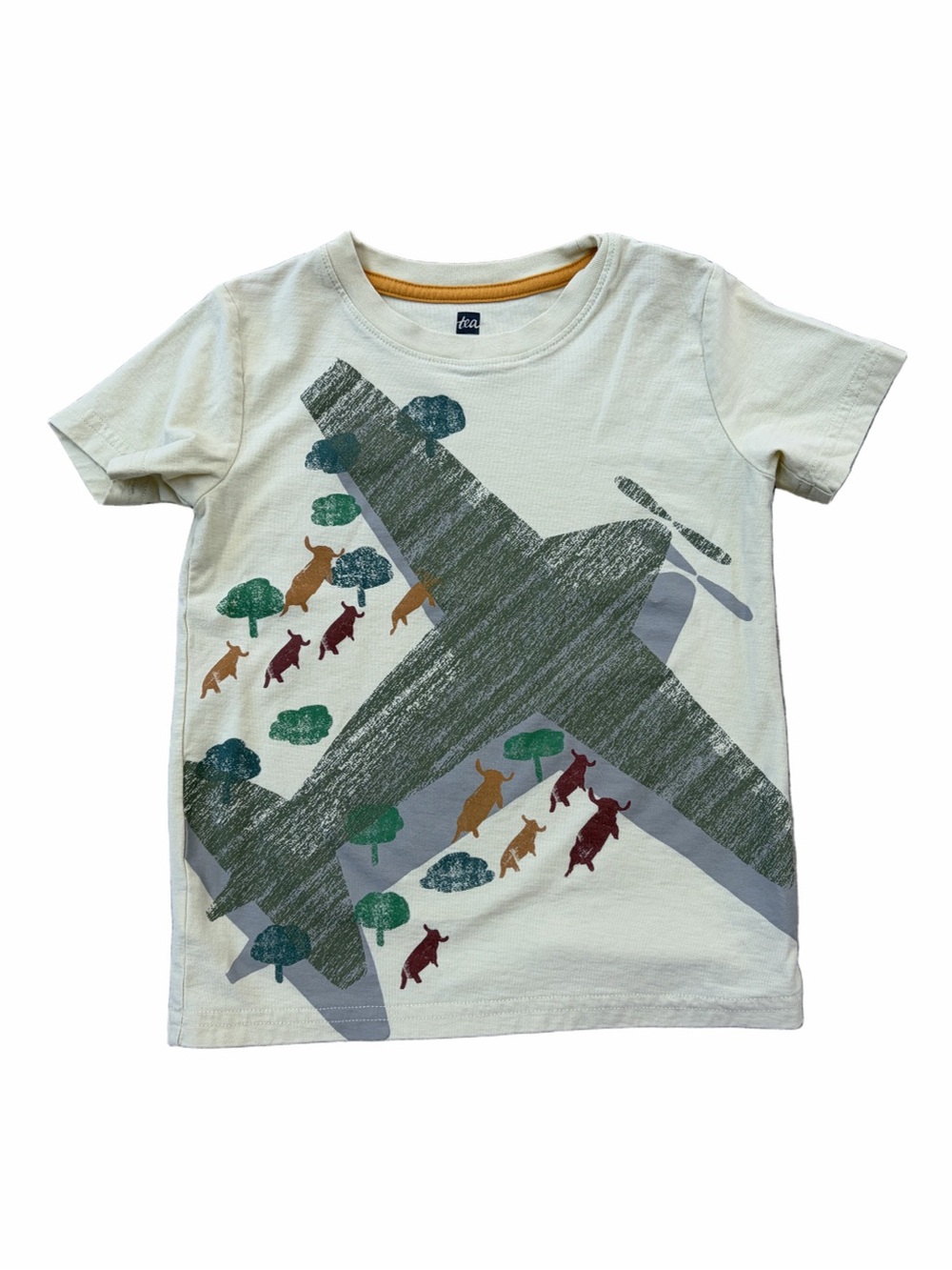 Tea Collection Size 5 Airplane Running Bison Short Sleeve Graphic Tee
